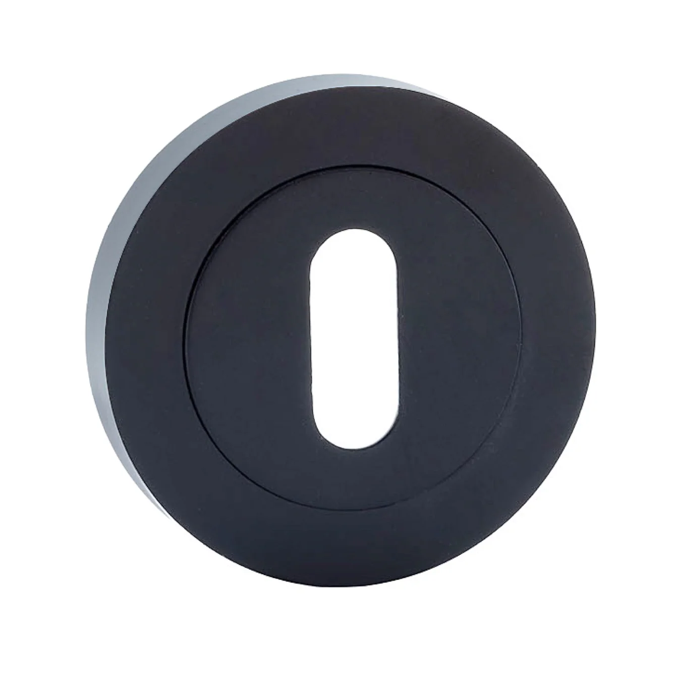 Bocallave roseta redonda oval en acabado negro para puertas