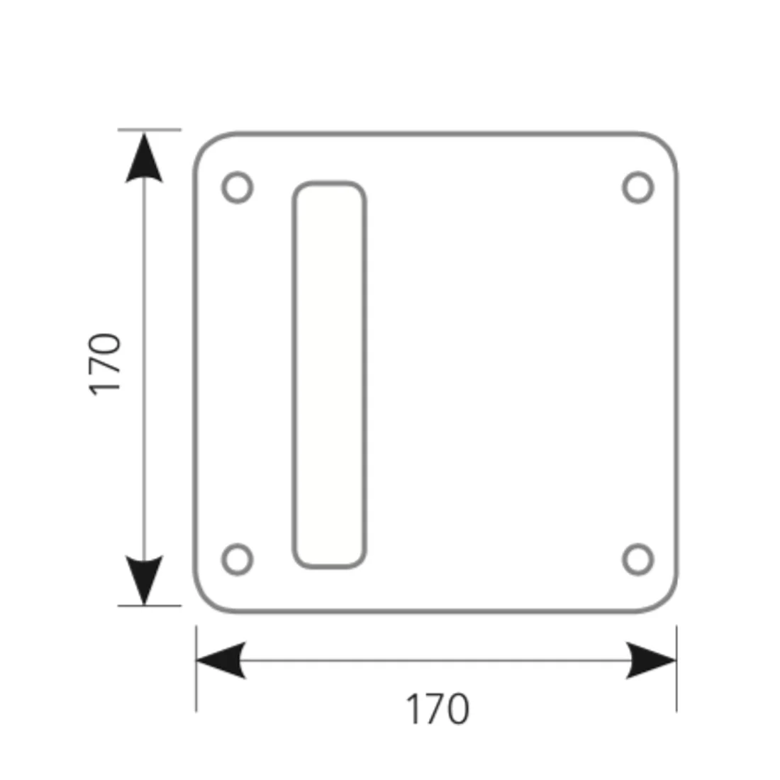 Manillón con placa cuadrada de 170 y asa tubular curva en inoxidable - Image 2