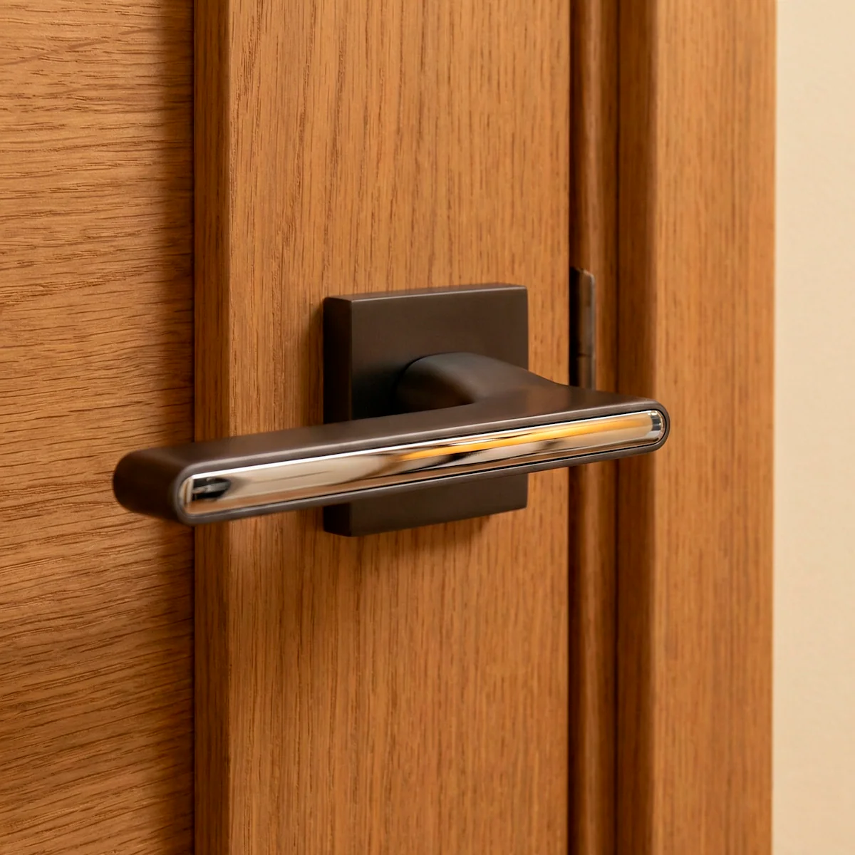 Elegante manilla de zamak modelo 810 con roseta cuadrada en acabado grafito para puertas - Image 2