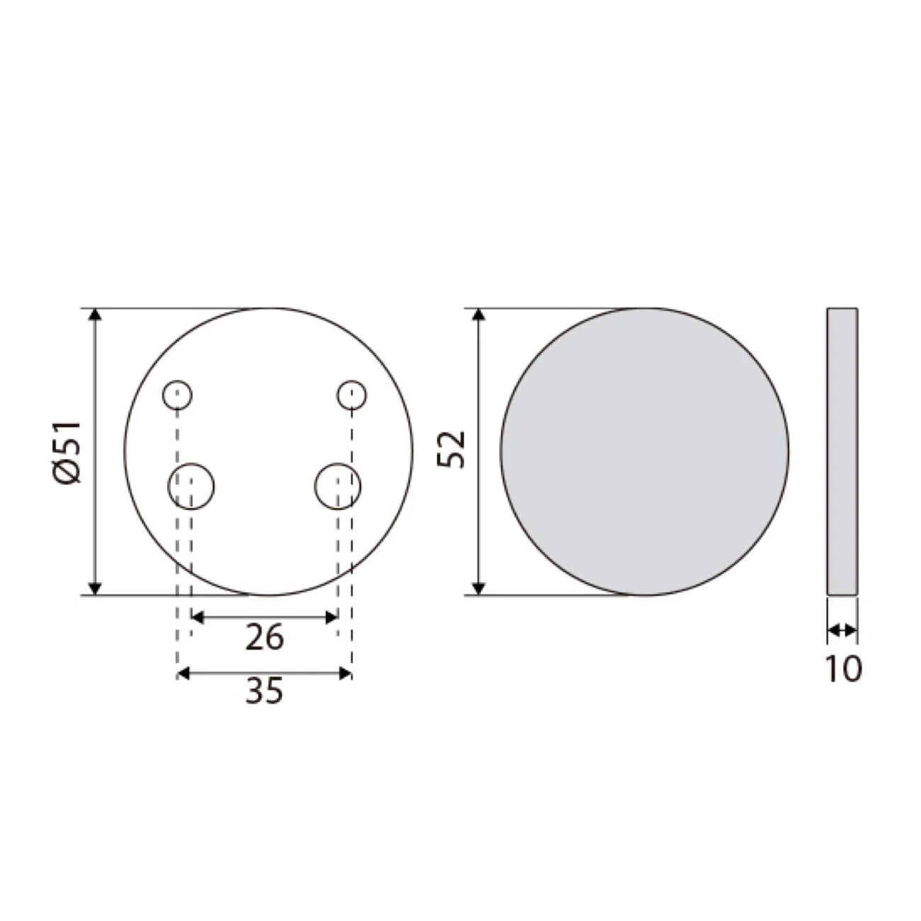 Escudo/bocallave de seguridad ciego de acero inoxidable de 52mm de diámetro - Image 2