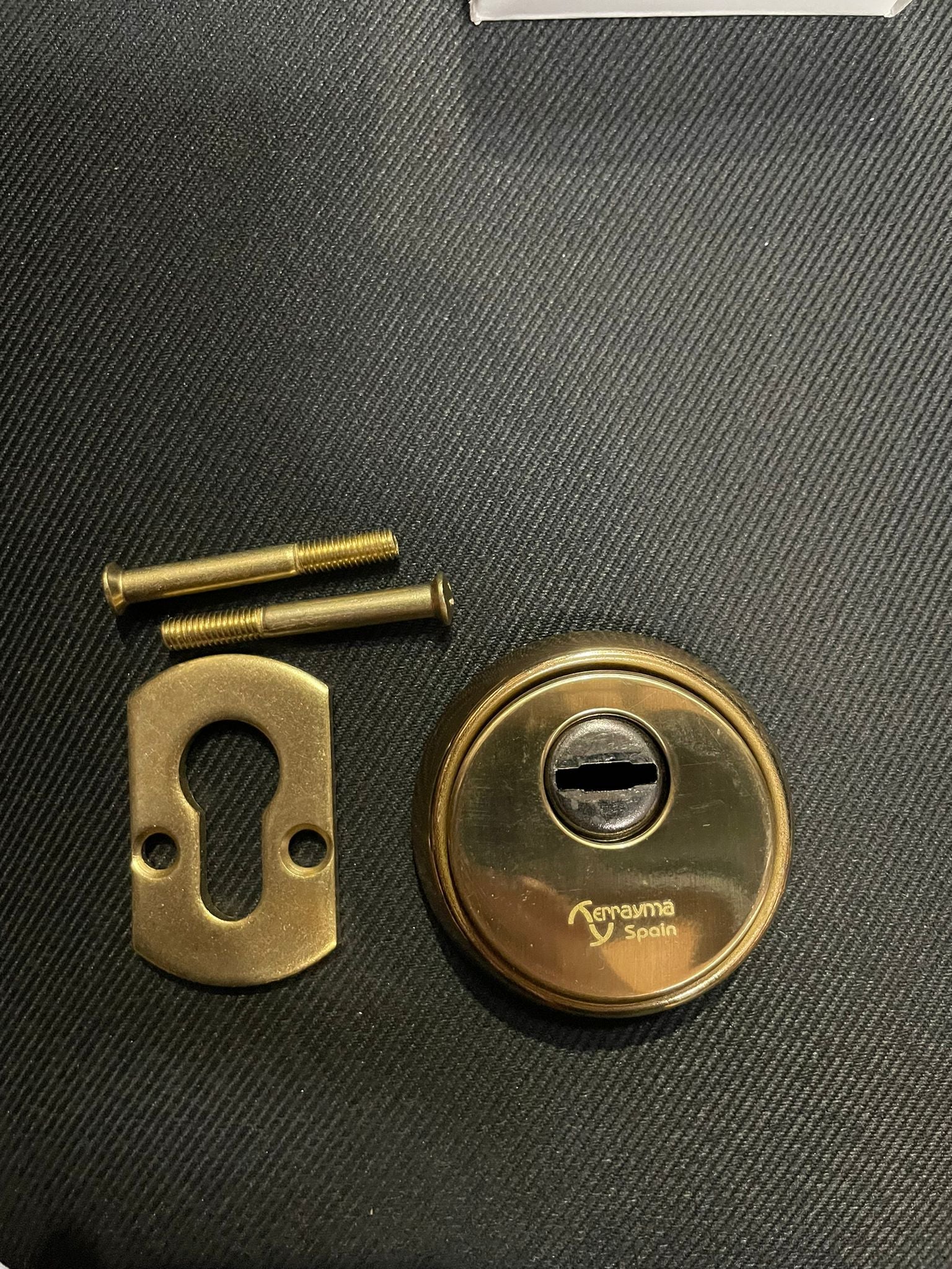 Escudo de seguridad fabricado en acero acabado dorado brillo para bombines europerfil - Image 3