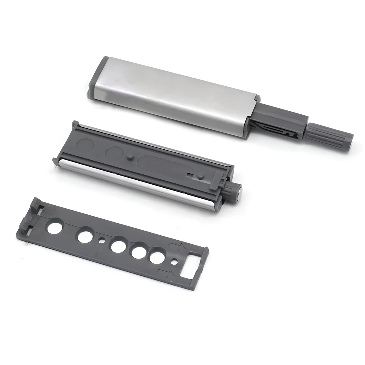 Expulsor Push gris con la punta de plástico de 80mm para atornillar en armarios - Image 2