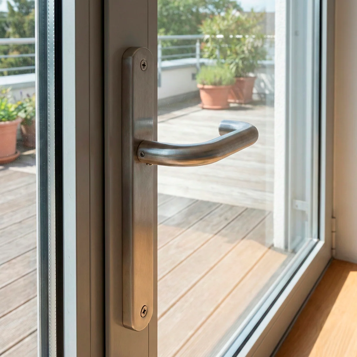 Manilla modelo '603' de acero inoxidable con placa estrecha para puertas de exterior - Image 3