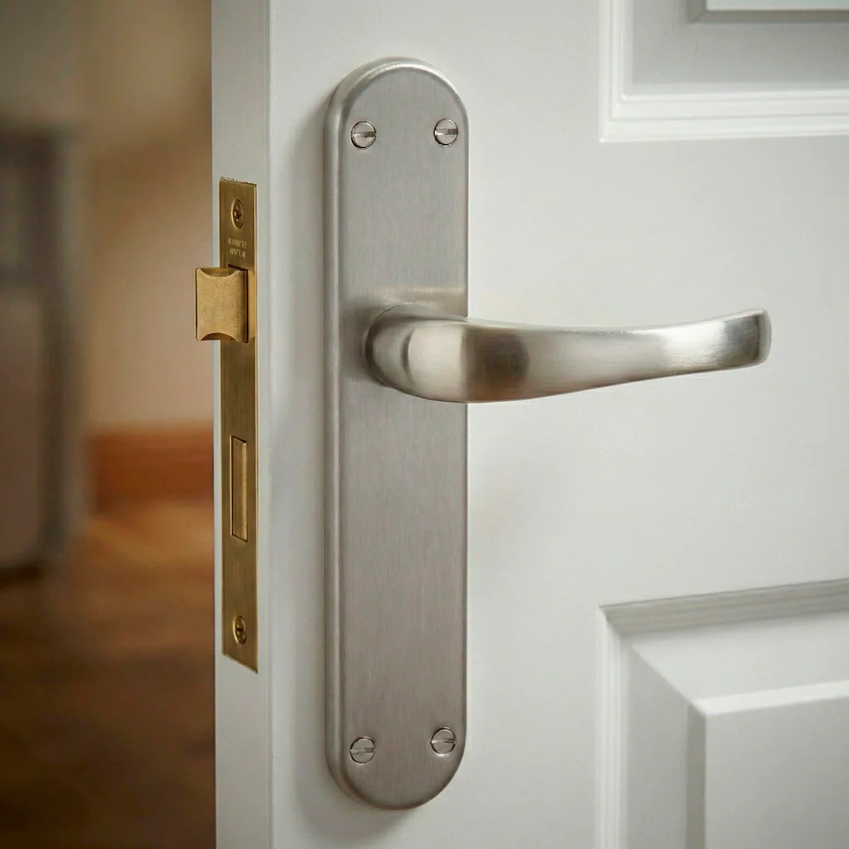 Manilla modelo '250' placa ovalada acabado en níquel satinado para puertas - Image 3