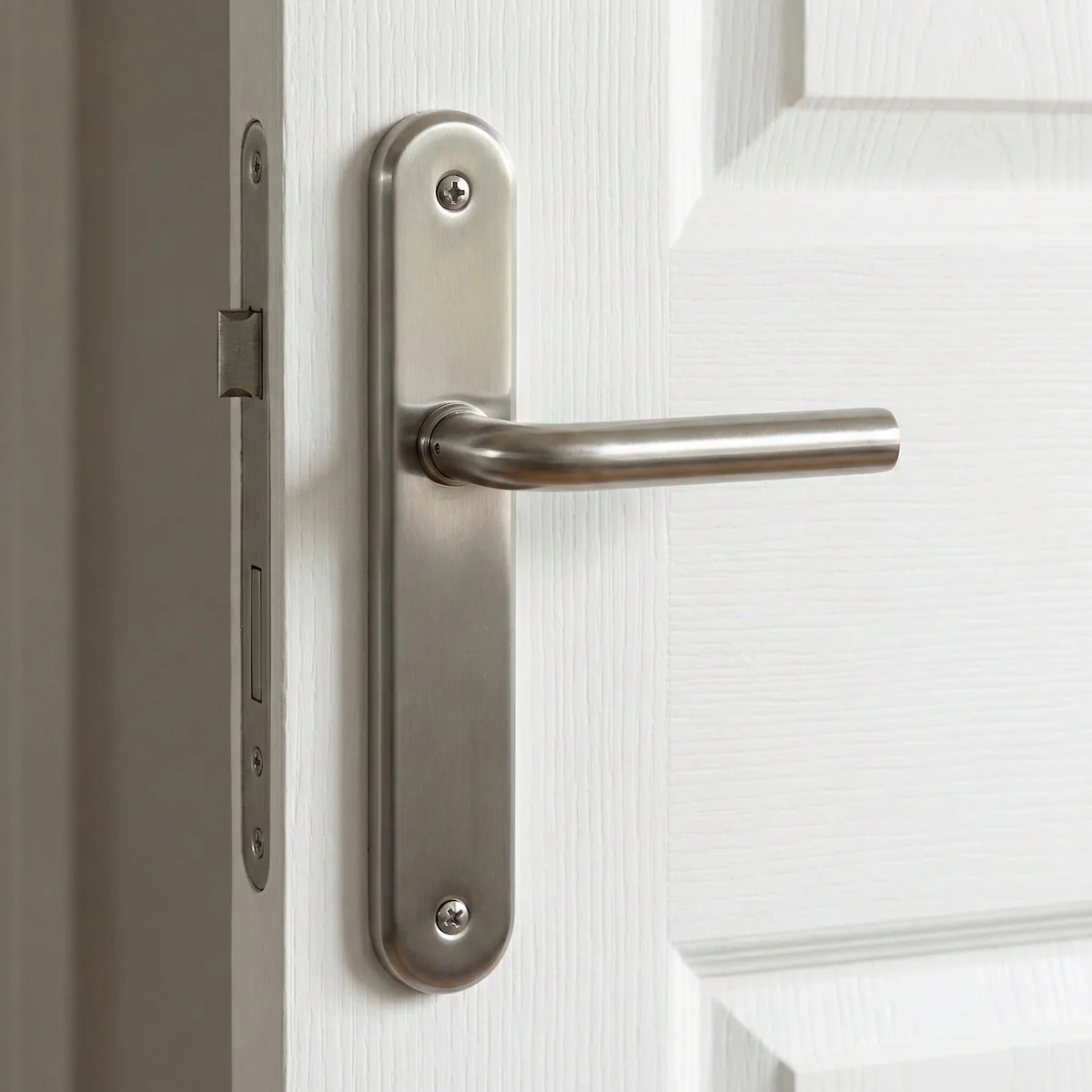 Manilla con placa ovalada acabado níquel satinado para puertas modelo '6431' - Image 3