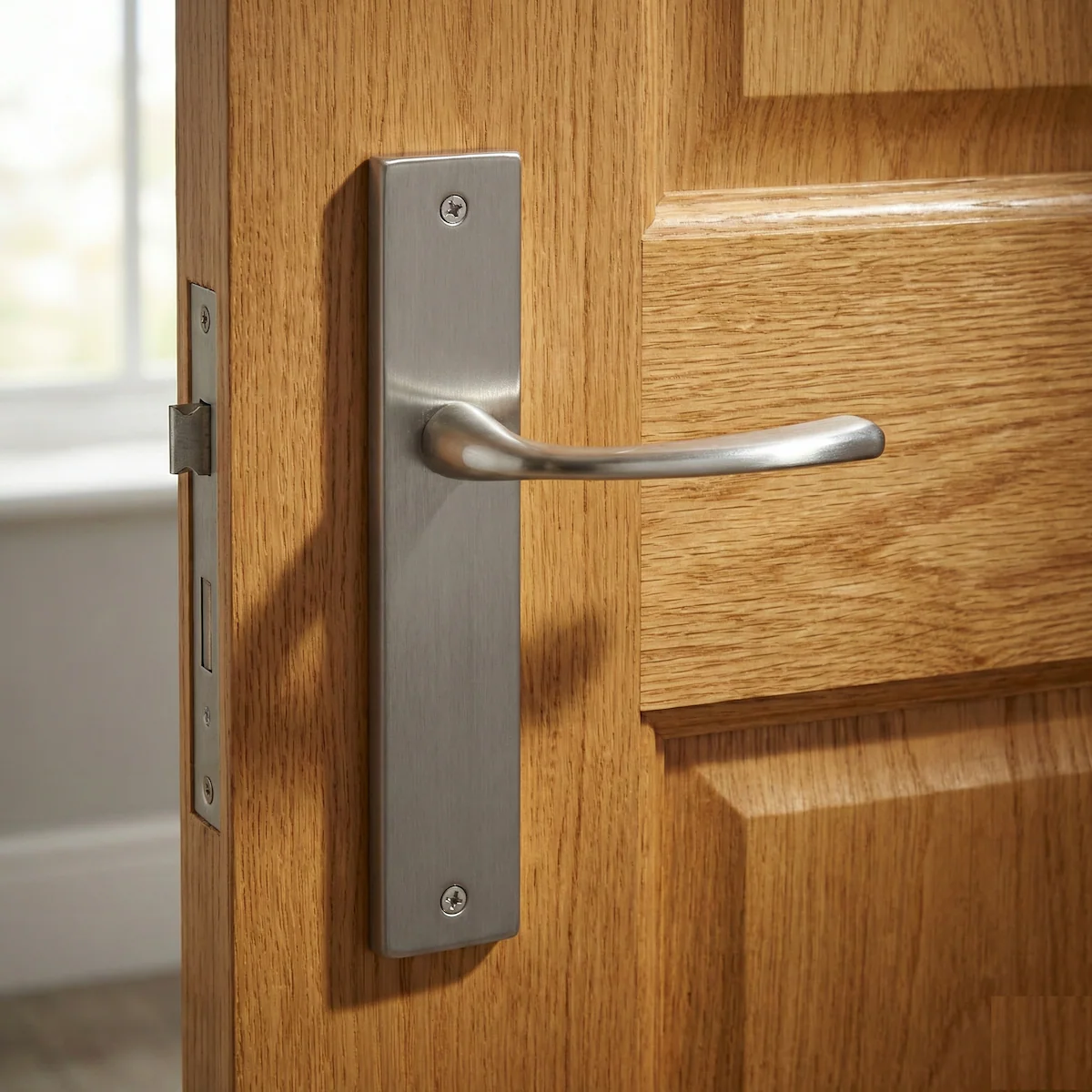 Sencilla modelo '700' manilla de zamak acabado níquel satinado para puertas - Image 2