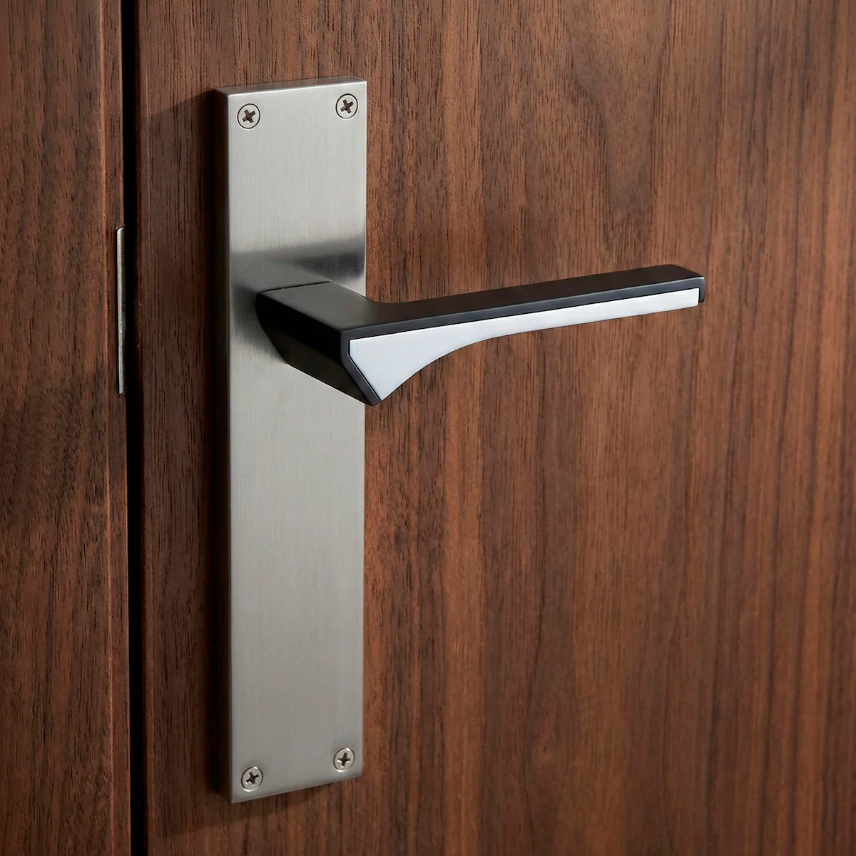 Manilla modelo '748' de zamak con placa rectangular acabado níquel satinado y grafito para puertas - Image 2