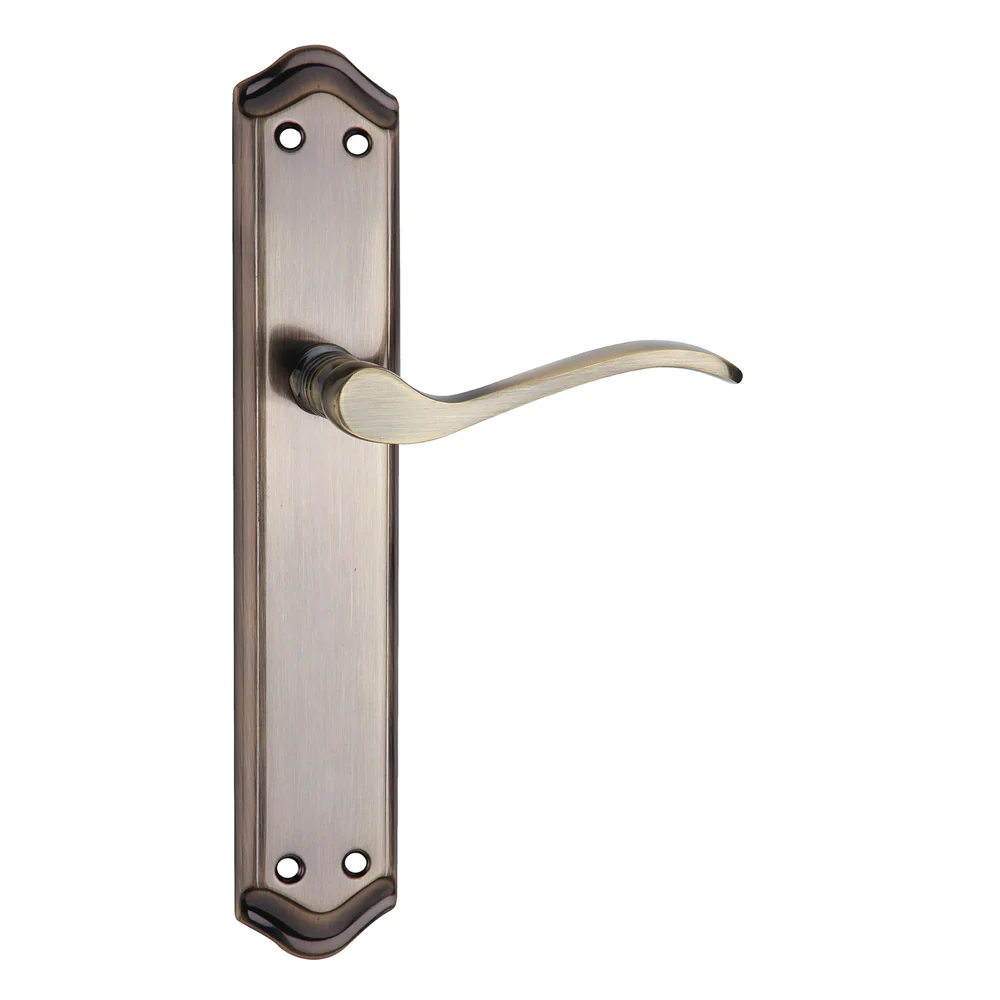 Manilla modelo '881' rústica acabado cuero de aluminio con placa curva para puertas