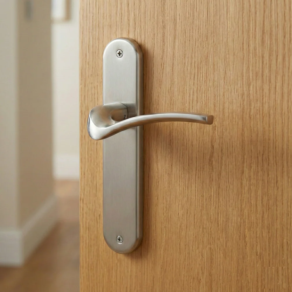 Manilla modelo '930' de zamak con placa ovalada acabado níquel satinado para puertas - Image 5