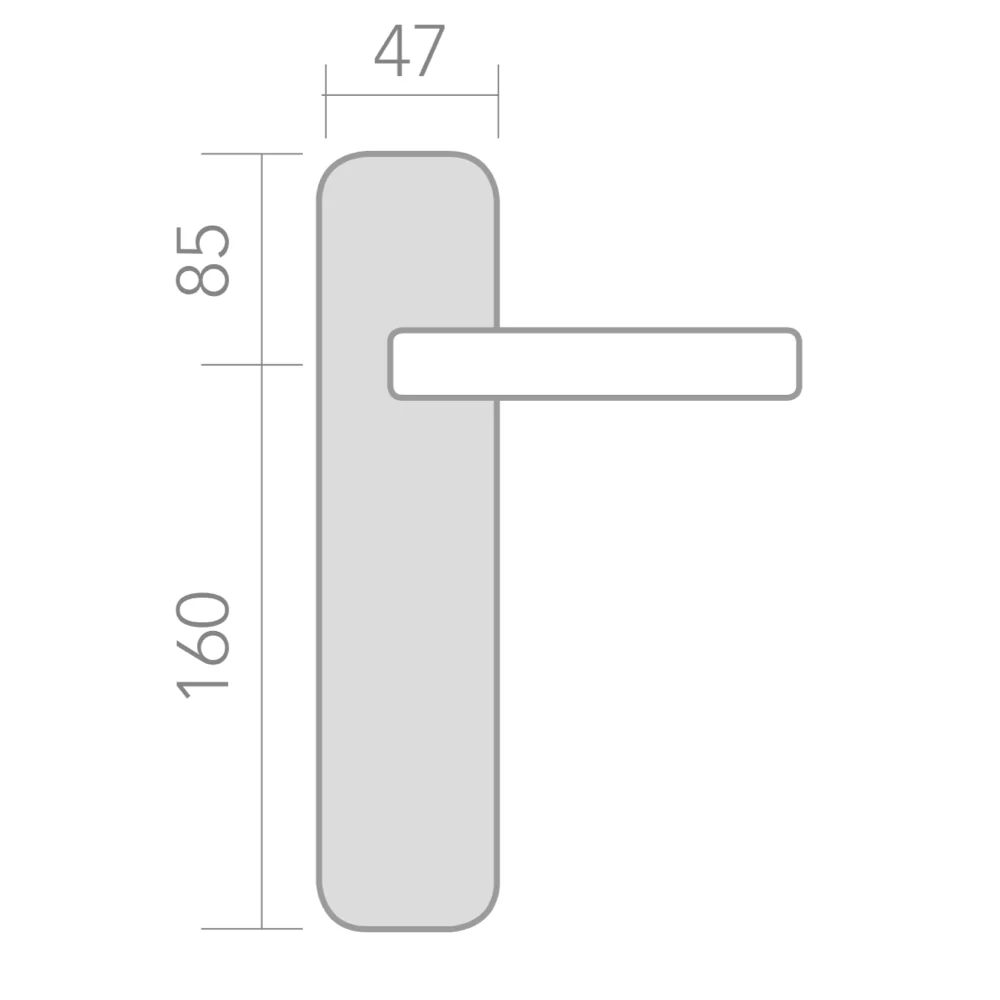 Manilla modelo '1101' de zamak con placa curva acabado níquel satinado para puertas - Image 5