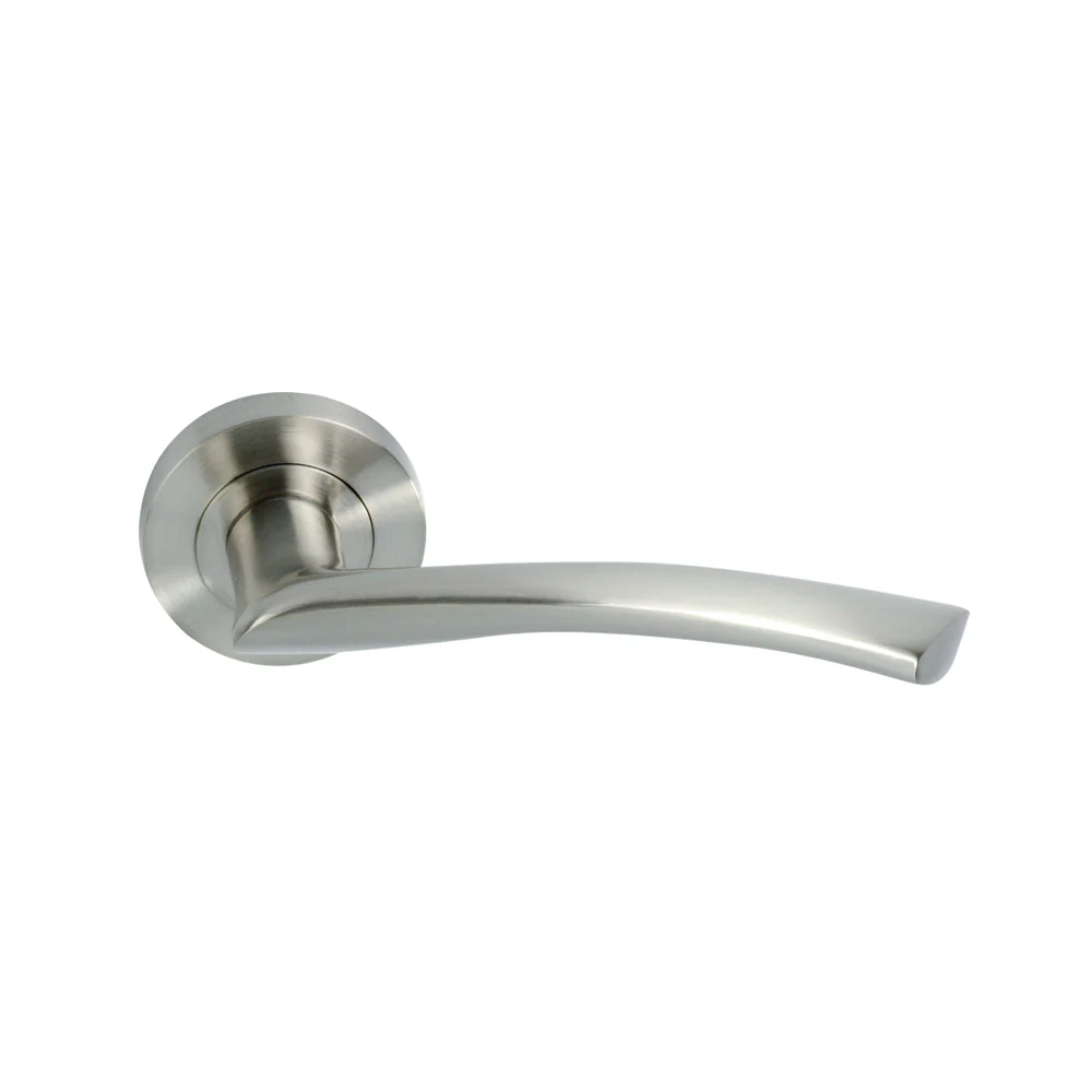 Manilla Hermes de aluminio con Roseta Redonda acabado nÃquel satinado para puertas