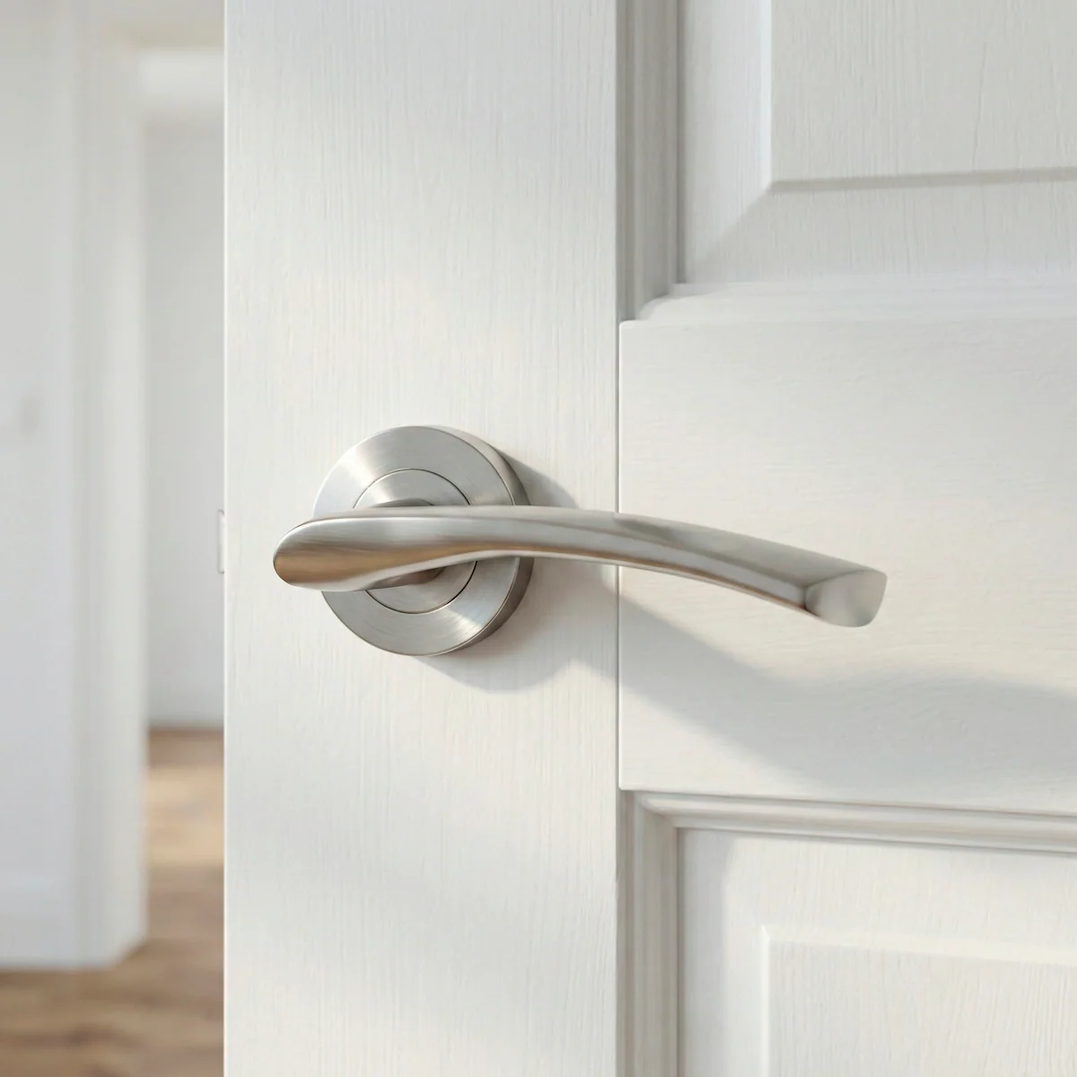 Manilla Hermes de aluminio con Roseta Redonda acabado nÃquel satinado para puertas - Image 5