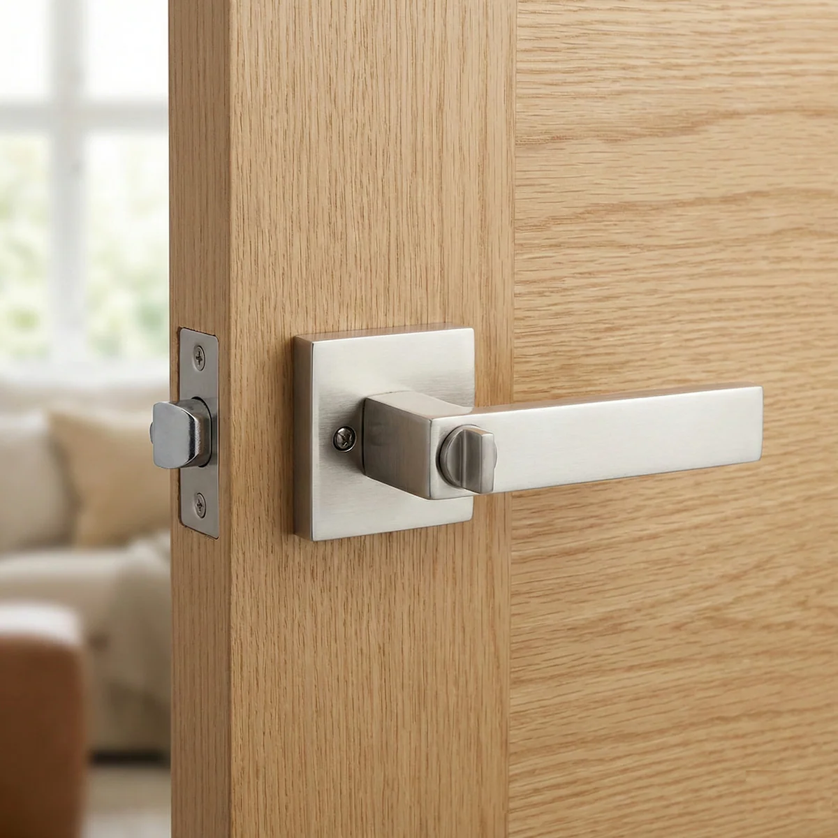 Manilla de zamak de roseta cuadrada con cerradura con llave para puertas 'SET 8003' - Image 3