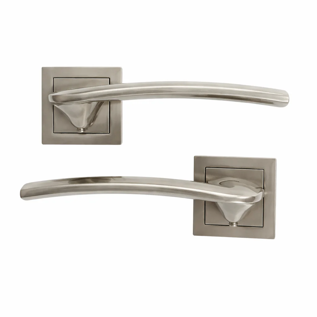 Manilla modelo '340' de zamak con roseta cuadrada en acabado nÃquel satinado para puertas - Image 6
