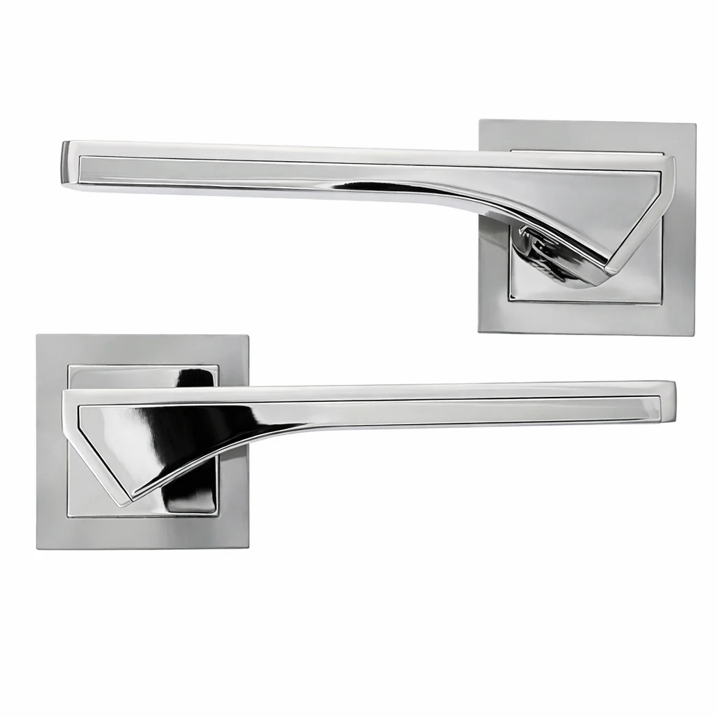 Manilla modelo '740' con roseta cuadrada de zamak acabado gris espacial para puertas - Image 5