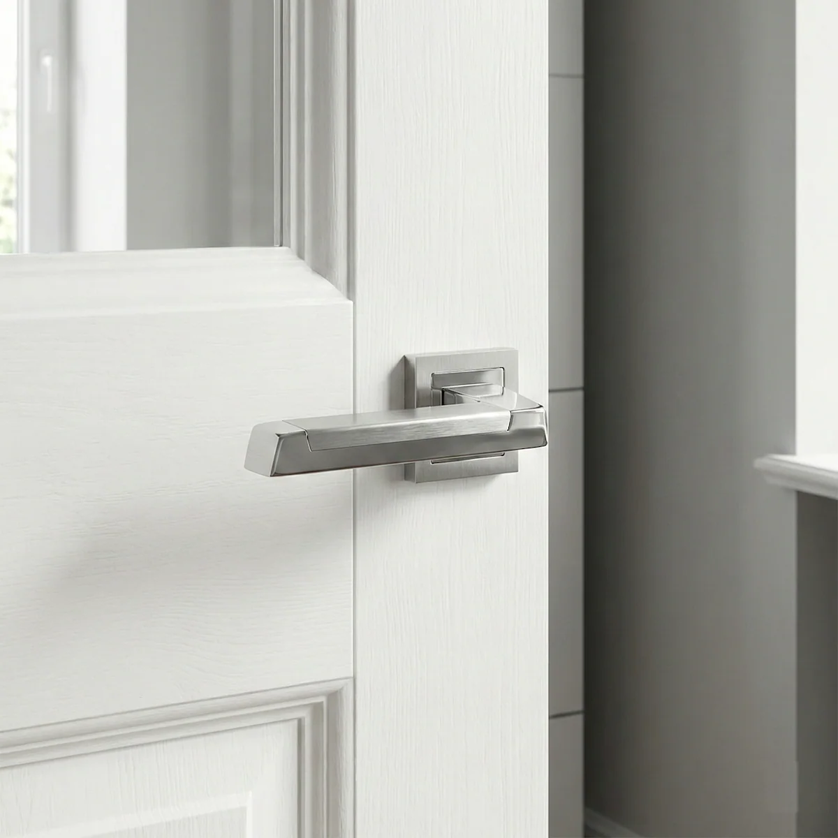 Manilla modelo '620' de zamak con roseta cuadrada acabado bicolor para puertas - Image 3