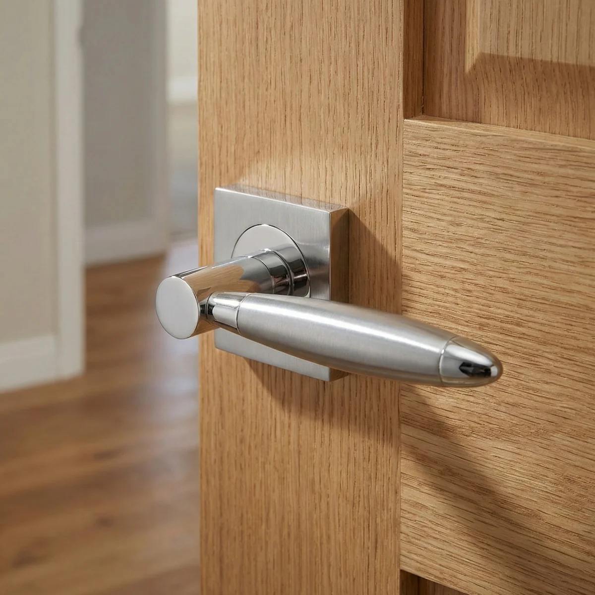 Manilla '630' de zamak con Roseta Cuadrada bicolor para puertas - Image 4