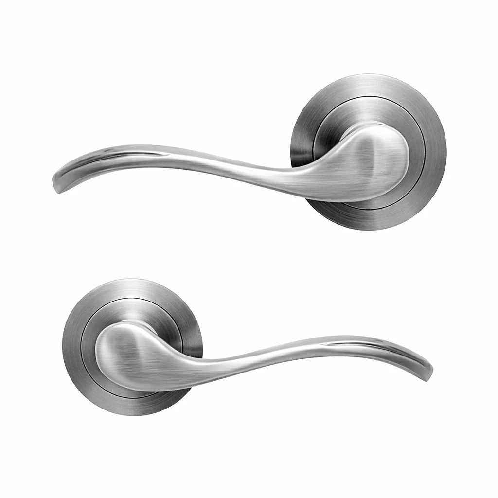 Manilla '3001' rústica de aluminio en nÃquel satinado con Roseta Redonda para puertas - Image 5
