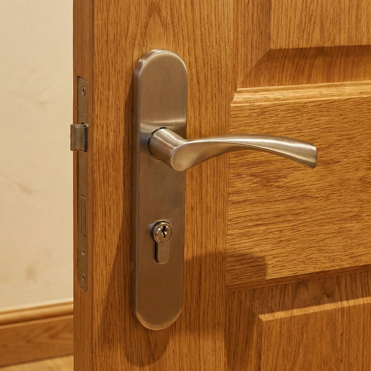 Manilla modelo '2015' de acero inoxidable ola con placa ovalada y tornillos ocultos para puertas - Image 4