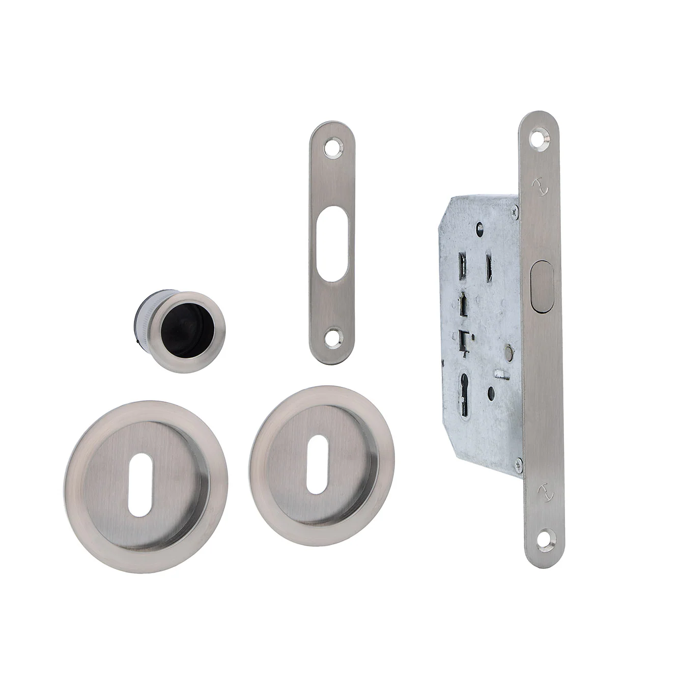 Kit para puerta corredera en acabado níquel satinado con 2 llaves borja incluidas - Image 3