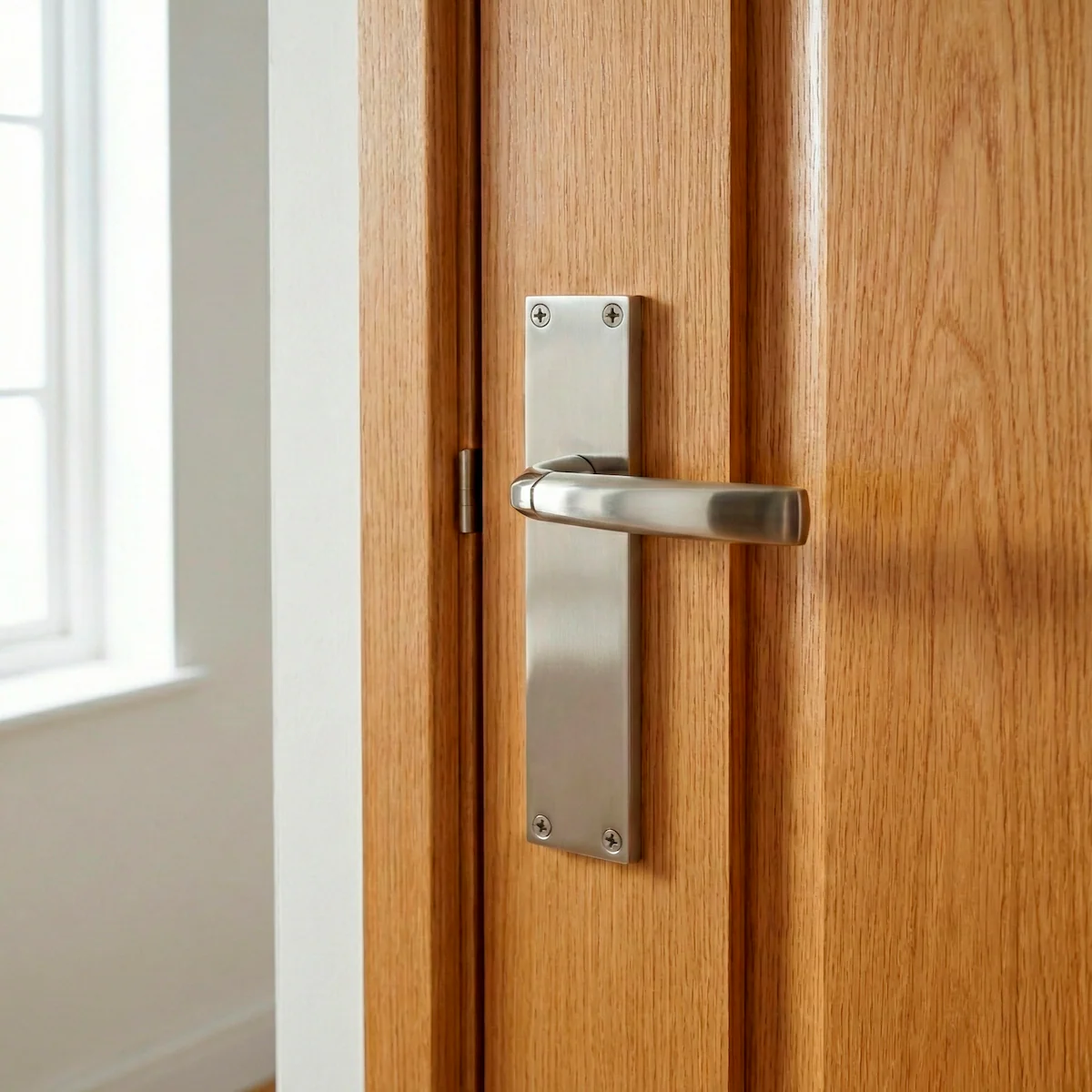Manilla de zamak con placa rectangular en acabado bicolor para puertas modelo '320' - Image 3