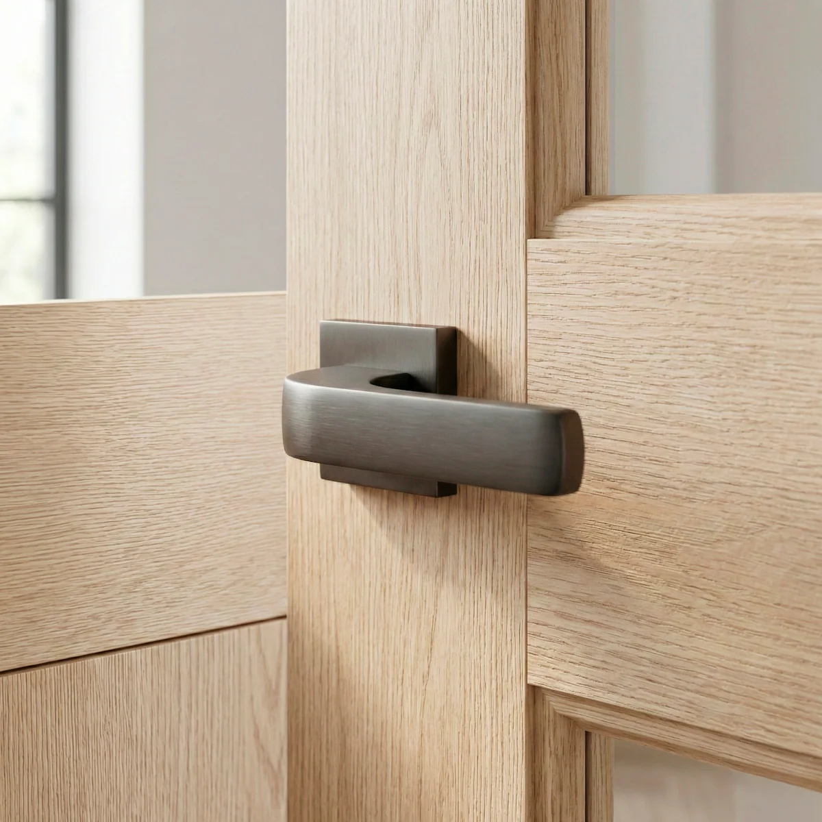 Manilla de zamak modelo 710 con roseta cuadrada en acabado grafito para puertas - Image 3