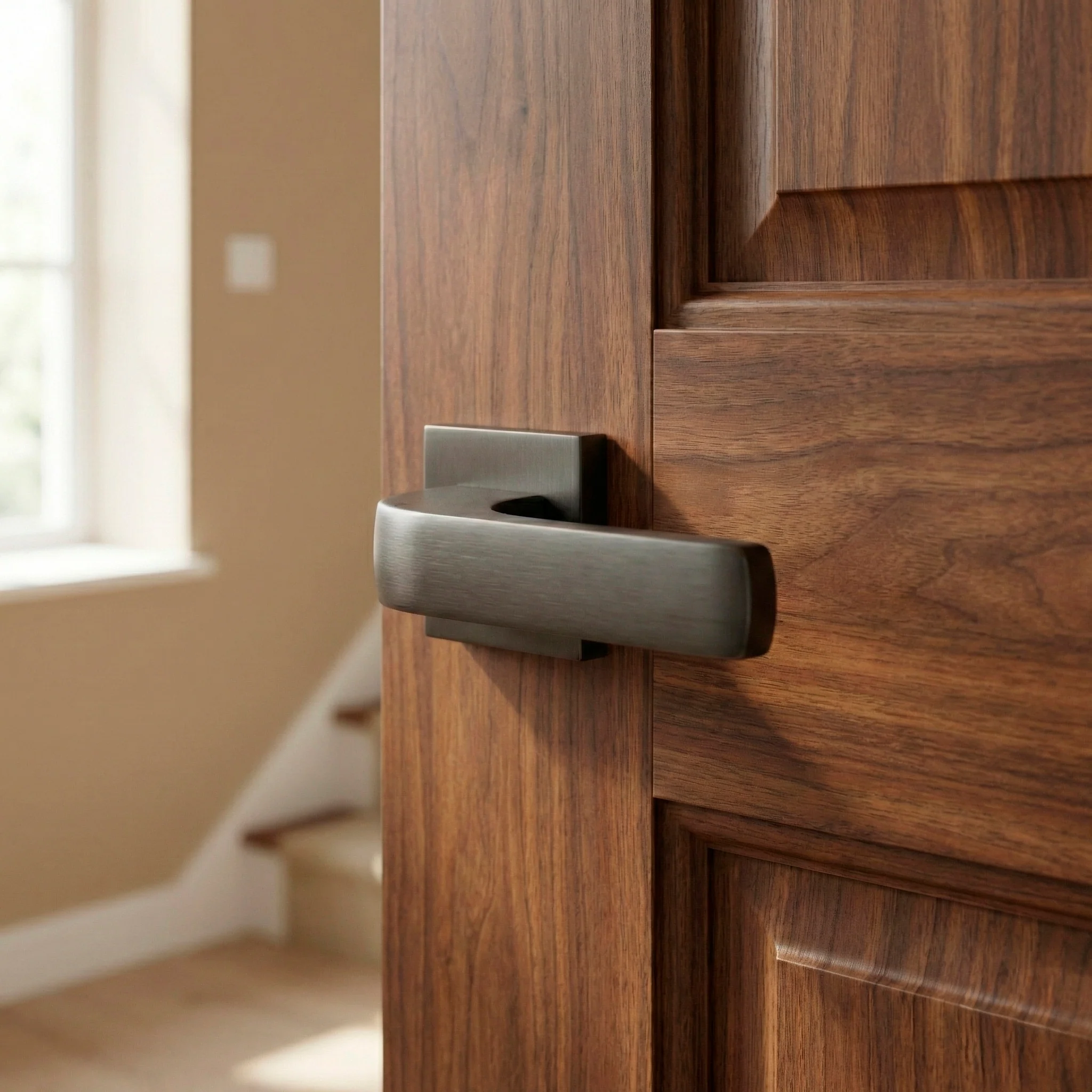 Manilla de zamak modelo 710 con roseta cuadrada en acabado grafito para puertas - Image 4