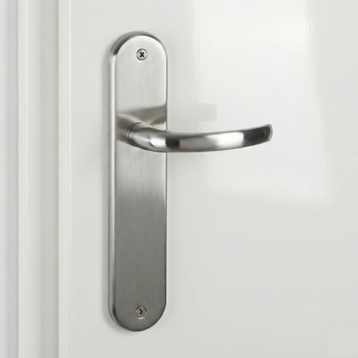Manilla modelo '110' de zamak con placa oval en acabado níquel satinado para puertas - Image 3