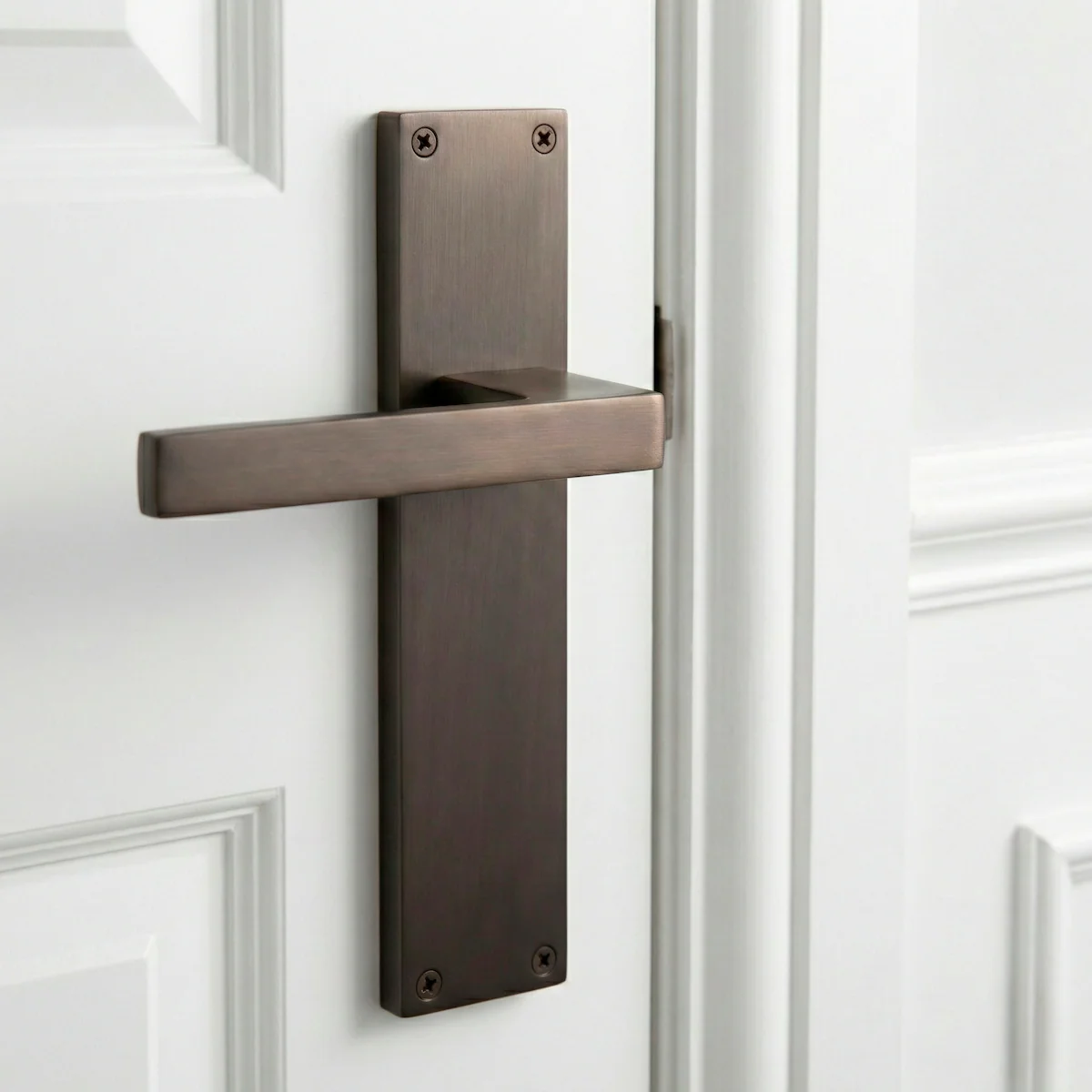 Manilla modelo '220' de zamak con placa rectangular acabado grafito para puertas - Image 3