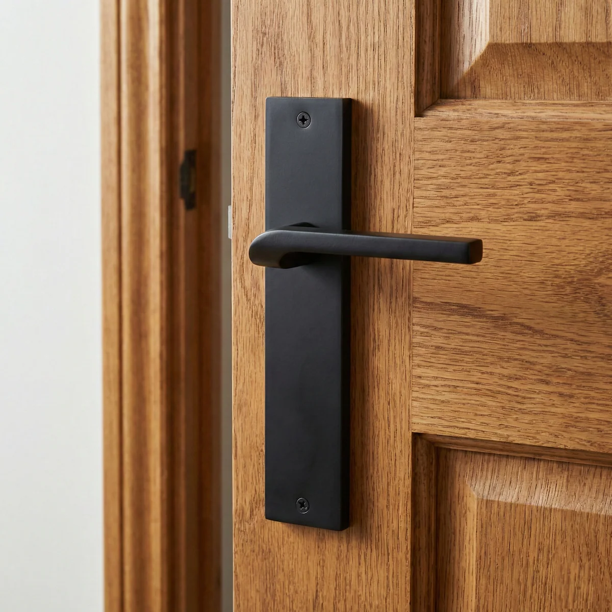 Manilla modelo 559 con placa rectangular de zamak acabado negro para puertas - Image 2
