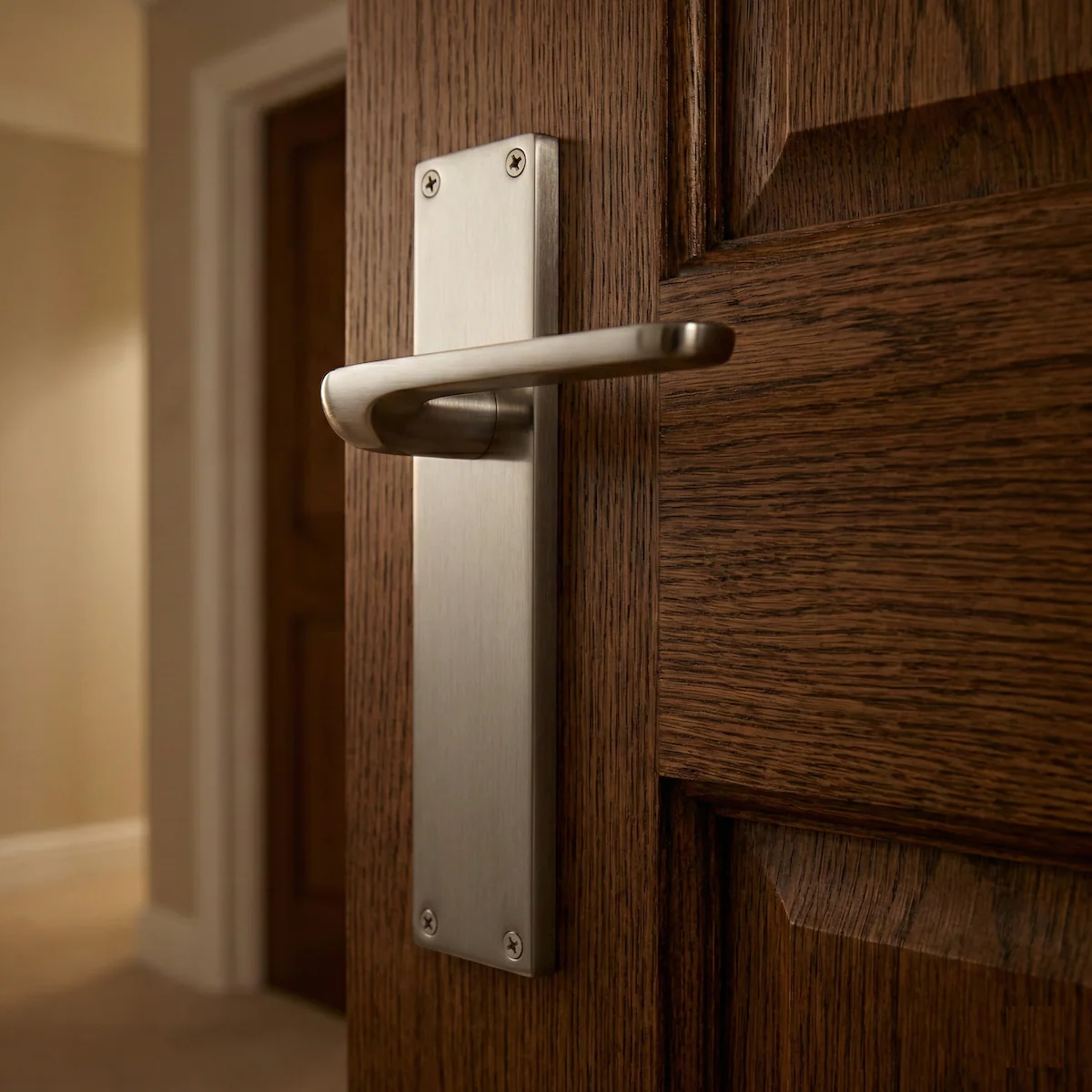 Manilla modelo 559 con placa rectangular de zamak acabado níquel satinado para puertas - Image 3