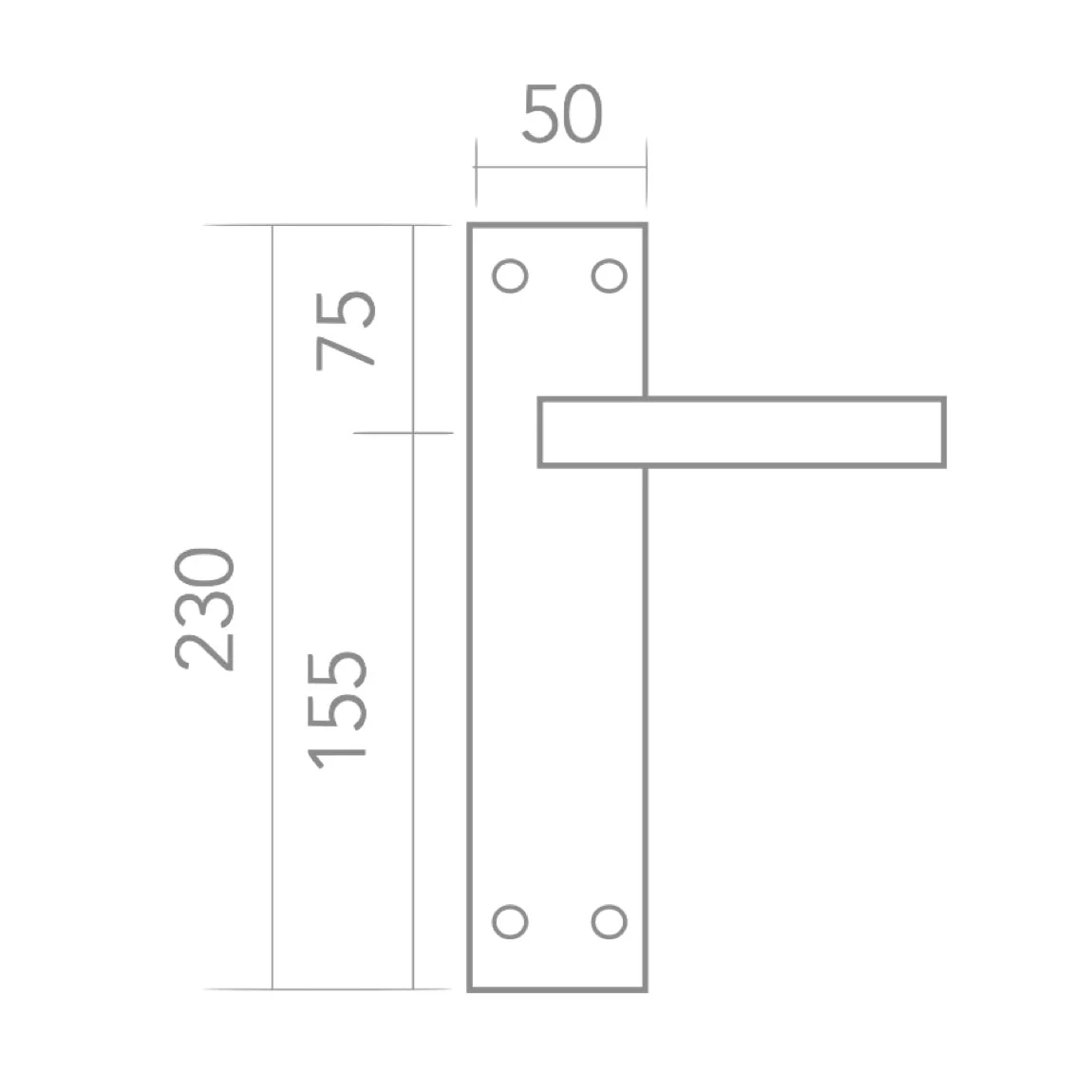 Manilla modelo 610 con placa rectangular de zamak acabado níquel satinado para puertas - Image 6