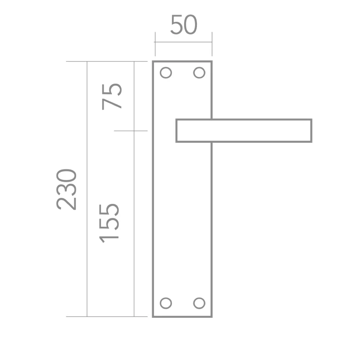 Manilla modelo '710' de zamak con placa rectangular acabado grafito para puertas - Image 5