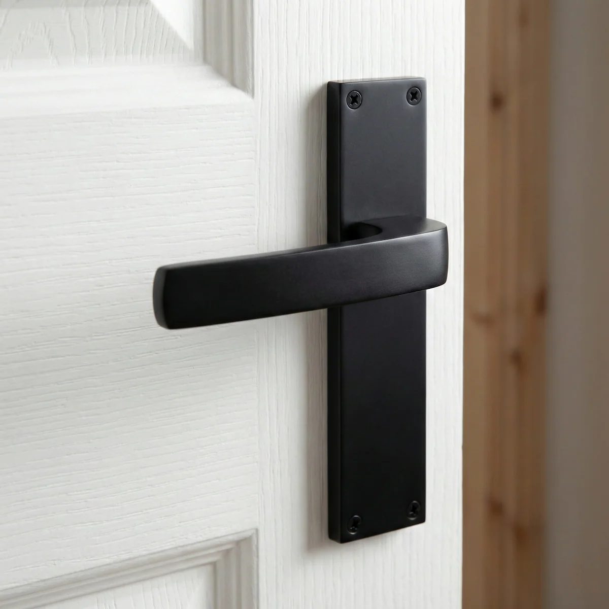 Manilla modelo '710' de zamak con placa rectangular acabado negro para puertas - Image 3