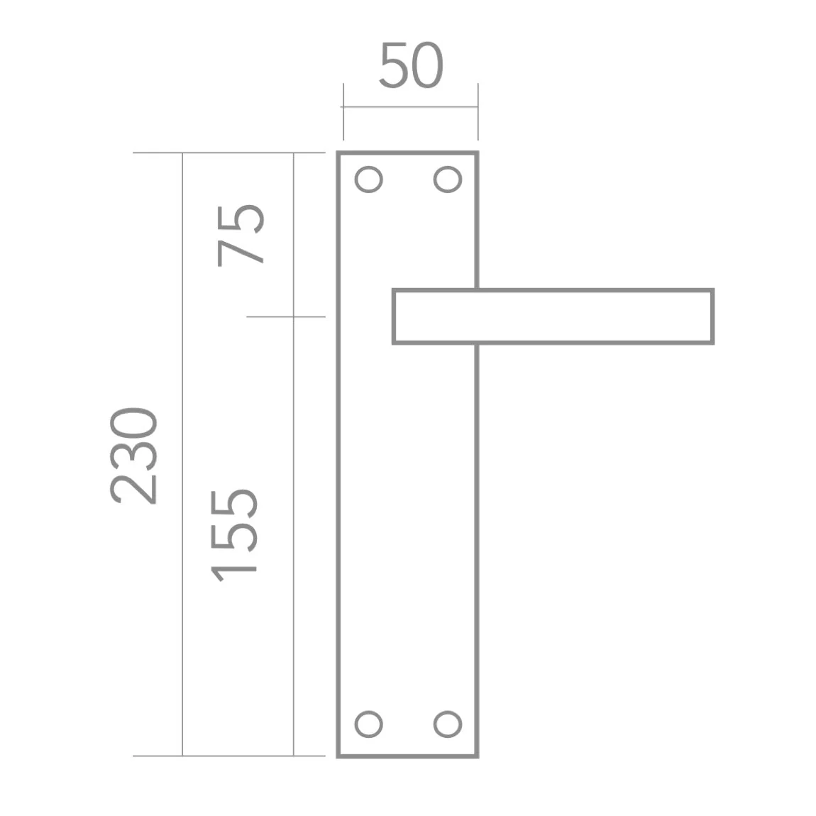 Manilla modelo '710' de zamak con placa rectangular acabado negro para puertas - Image 4