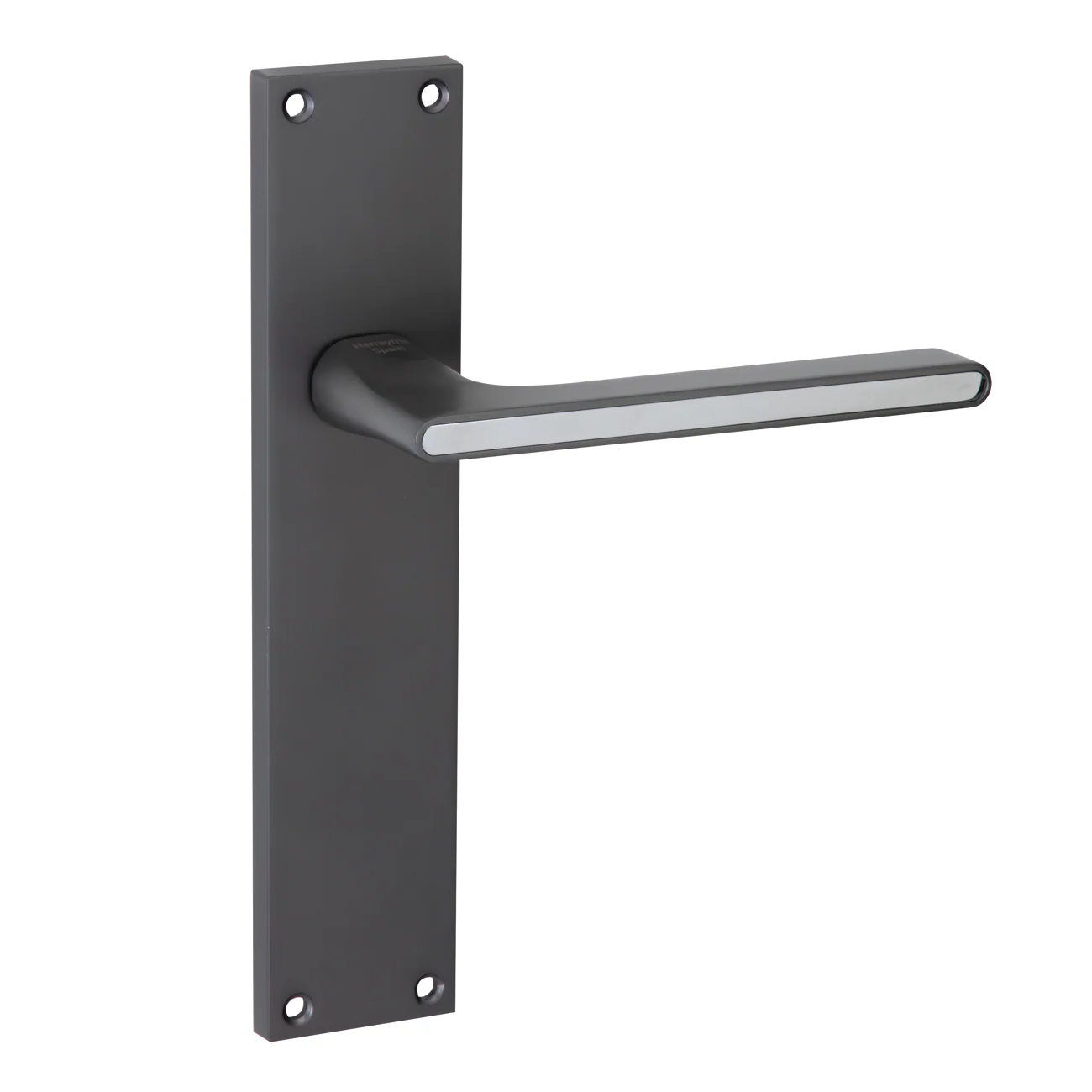 Manilla modelo '810' de zamak con placa rectangular acabado grafito para puertas