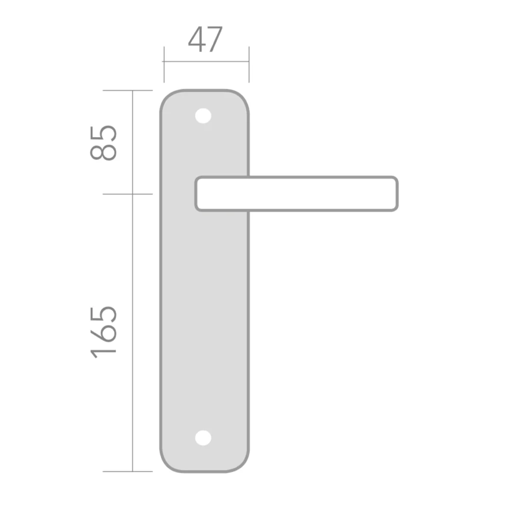 Manilla ola con placa rectangular de aluminio para puertas en acabado níquel satinado modelo '130A' - Image 6