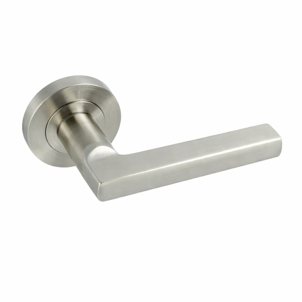 Manilla Rental '530A' roseta redonda de aluminio para puertas acabado níquel satinado