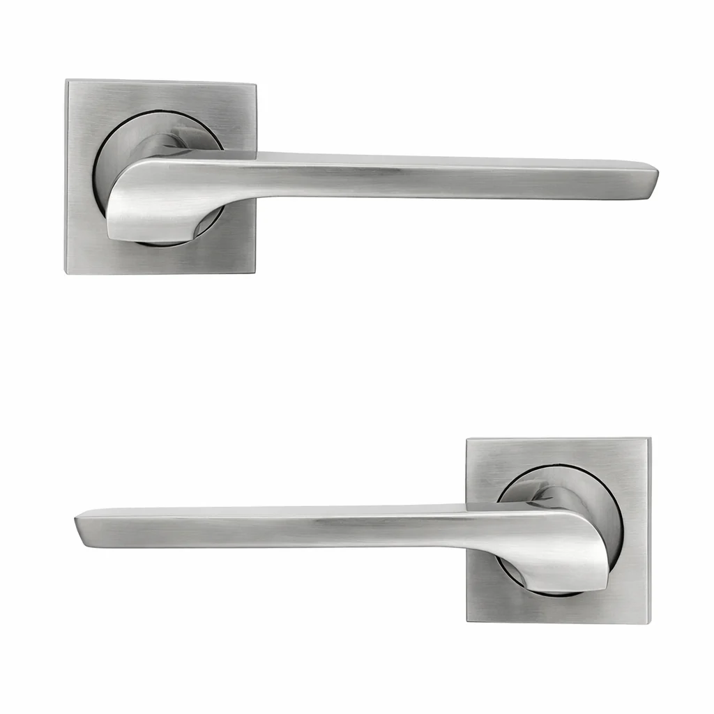 Manilla '559' de aluminio roseta cuadrada para puertas acabado nÃquel satinado - Image 5