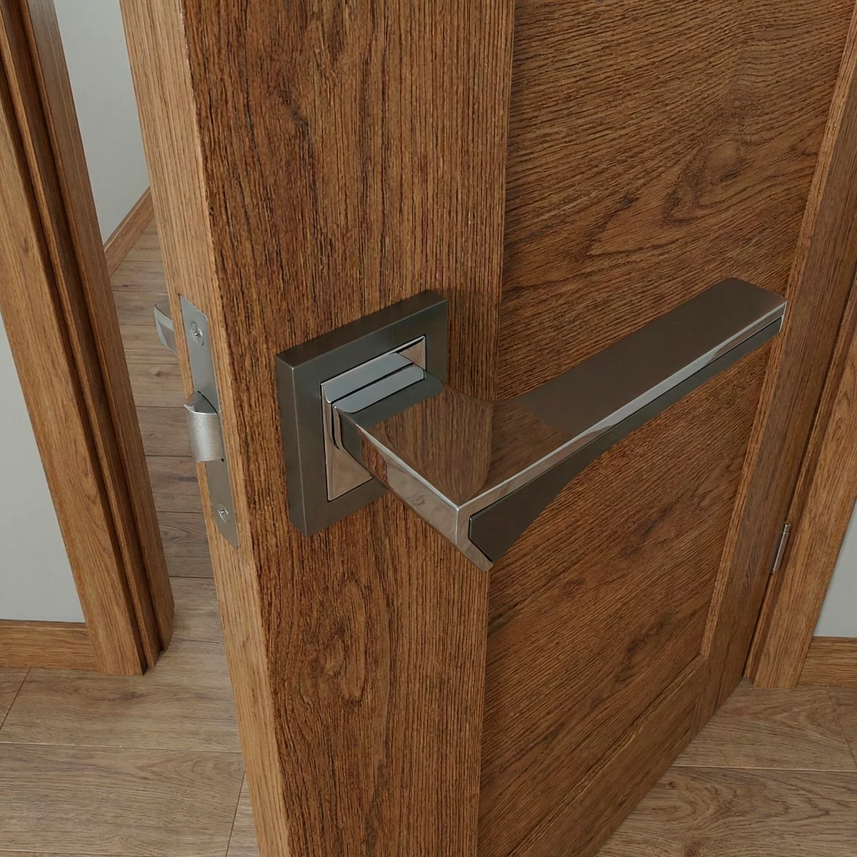 Manilla modelo '748' de zamak de grafito inverso con Roseta Cuadrada para puertas - Image 3