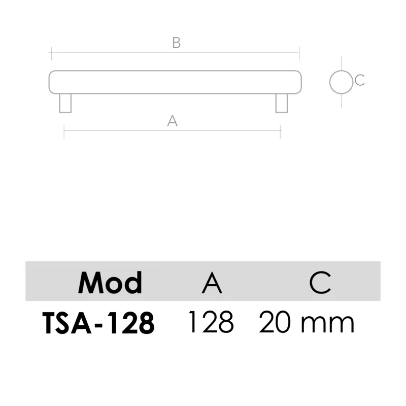 Tirador de aluminio modelo TSA para muebles y armarios con 128mm entre ejes - Image 2