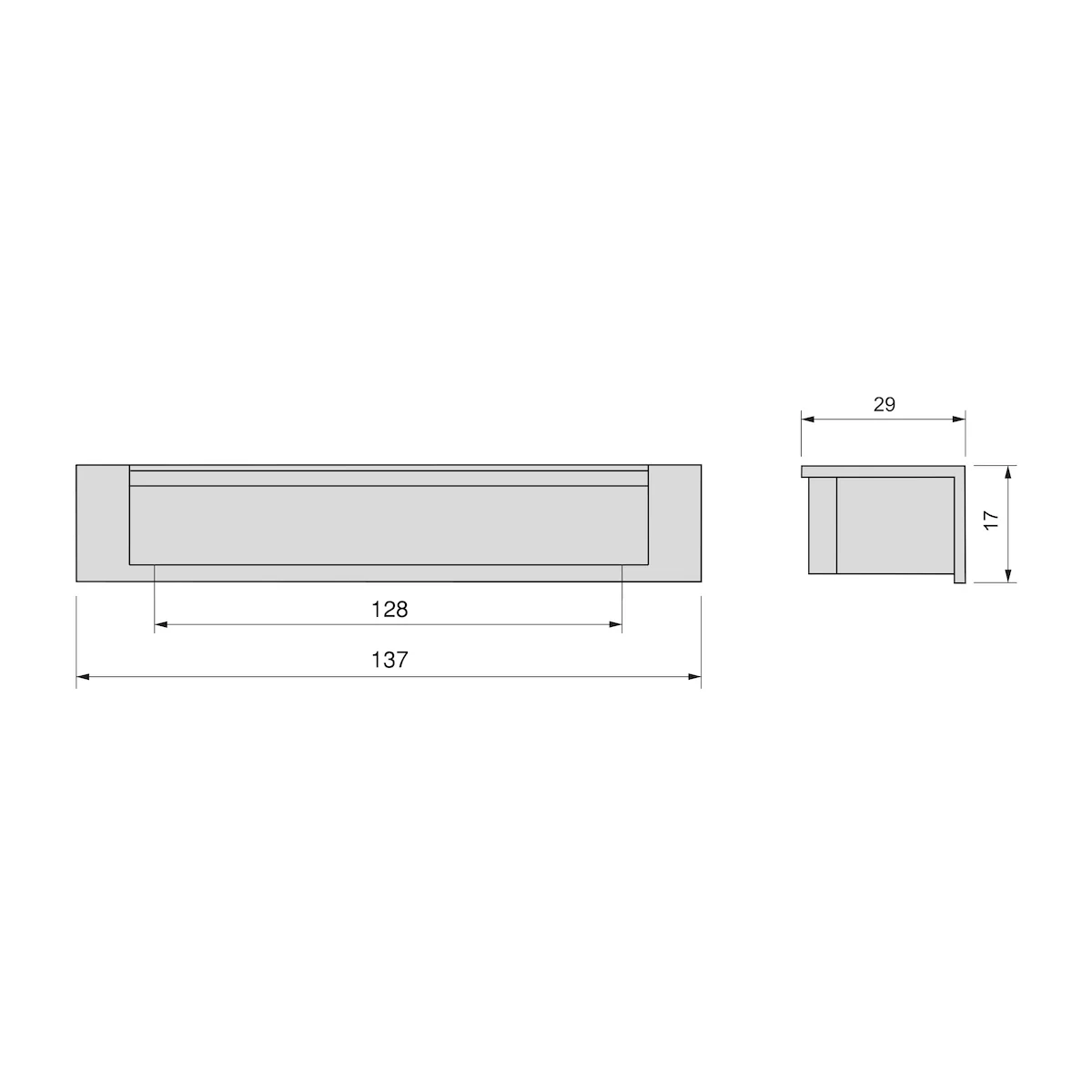 Tirador Modena 128mm entre ejes de embutir para muebles y armarios - Image 2