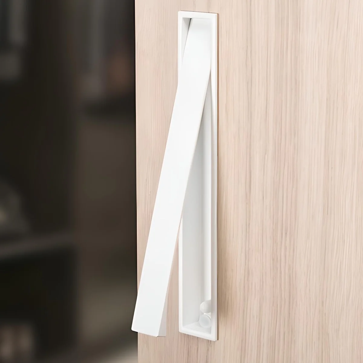 Tirador rectangular de cazoleta Clos blanco de 160mm de altura para puertas correderas - Image 2