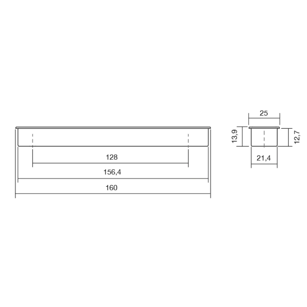Tirador rectangular de cazoleta Clos negro de 160mm de altura para puertas correderas - Image 3
