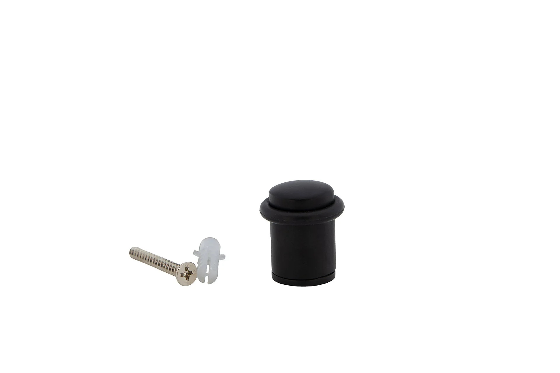 Tope de puerta cilíndrico negro con amortiguador de goma y 20mm de diámetro - Image 3