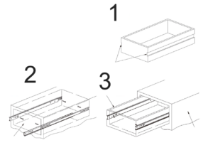 Guías correderas metálicas extracción parcial bolas Acero 153x17mm